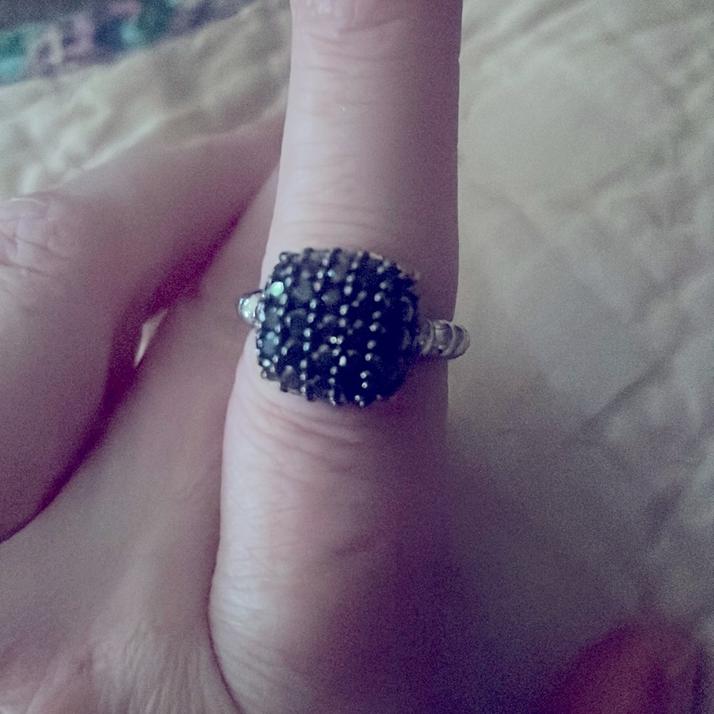 Sterling silver black spinel ring